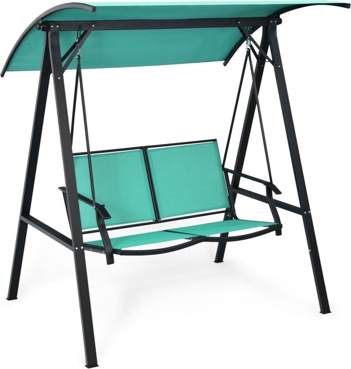 Mecale 2 Person Patio Swing with Weather Resistant Glider and Adjustable Canopy