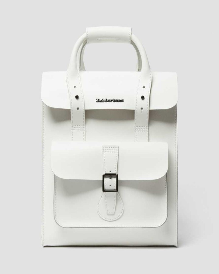 white leather bag