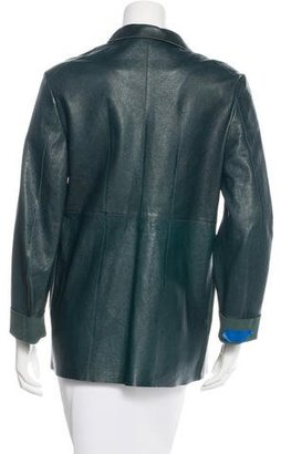 Marni Leather Notch-Lapel Jacket
