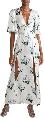 Les Rêveries Tie-front floral-print silk-satin maxi dress