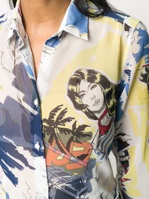 Ermanno Scervino Tropical Print Long Sleeve Shirt