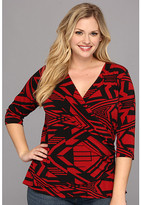 Thumbnail for your product : Karen Kane Plus Size Infrared Graphic Wrap Top
