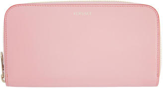 Versace Pink Logo Zip Around Wallet