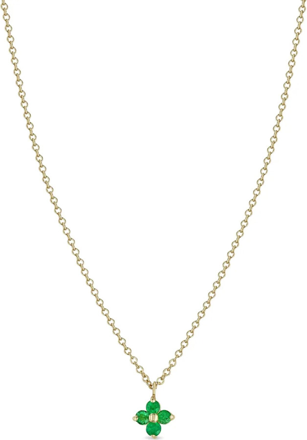 Zoë Chicco 14K yellow gold Quad emerald necklace