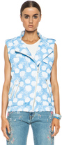 Thumbnail for your product : MSGM Floral Cotton-Blend Moto Vest