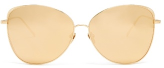 Linda Farrow Cat-eye yellow-gold plated sunglasses
