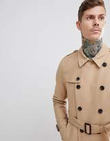 Thumbnail for your product : ASOS Design Shower Resistant Double Breasted Trench In Stone