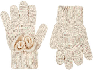 Catya Floral-Appliquéd Merino Wool Gloves-CREAM