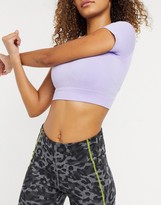 Thumbnail for your product : Chi Chi London Kellie cropped gym top co-ord in lilac