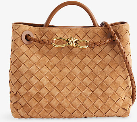 Bottega Veneta Womens Amber-Mb-Amber Andiamo Small Suede Tote Bag