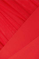 Thumbnail for your product : Preen by Thornton Bregazzi One-shoulder Tulle-trimmed Stretch-cady Midi Dress - Red