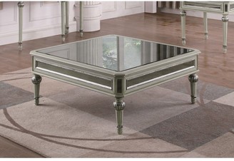 BestMasterFurniture Best Master Furniture Antique Cream with Mirrored Square Coffee Table