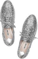 Thumbnail for your product : Miu Miu Glitter-finished leather brogues