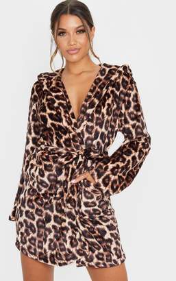 PrettyLittleThing Brown Leopard Print Dressing Gown