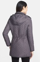 Thumbnail for your product : Steve Madden Faux Leather Trim Quilted Walking Coat with Removable Hood (Online Only)