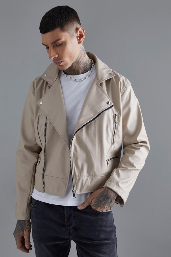 Boxy pleated faux leather harrington Clearance