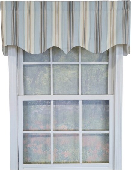 RLF Home RLFHome100%CottonParisStripeRegalFullylinedWindowsRodPocketValance50"x17"Blue