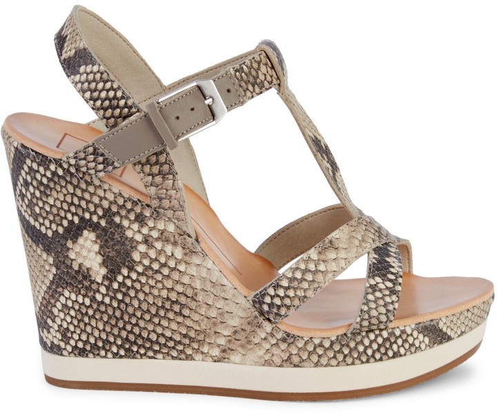 snakeskin sandals wedge