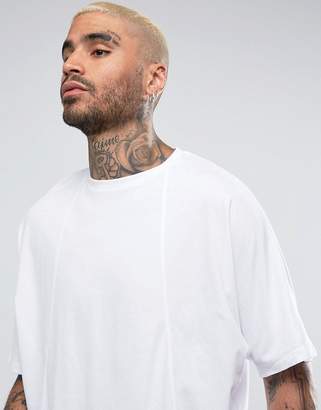 ASOS Super Oversized T-Shirt With Angled Cut And Sew Panels In White