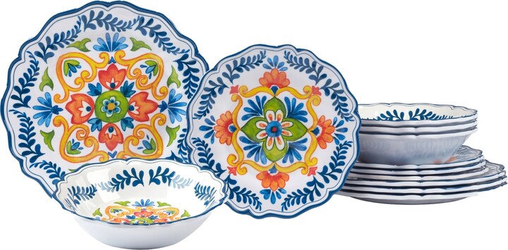 Certified International Flores 12 Pc Dinnerware Set Service For 4