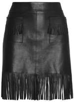 Just Cavalli Fringed Leather Mini Skirt
