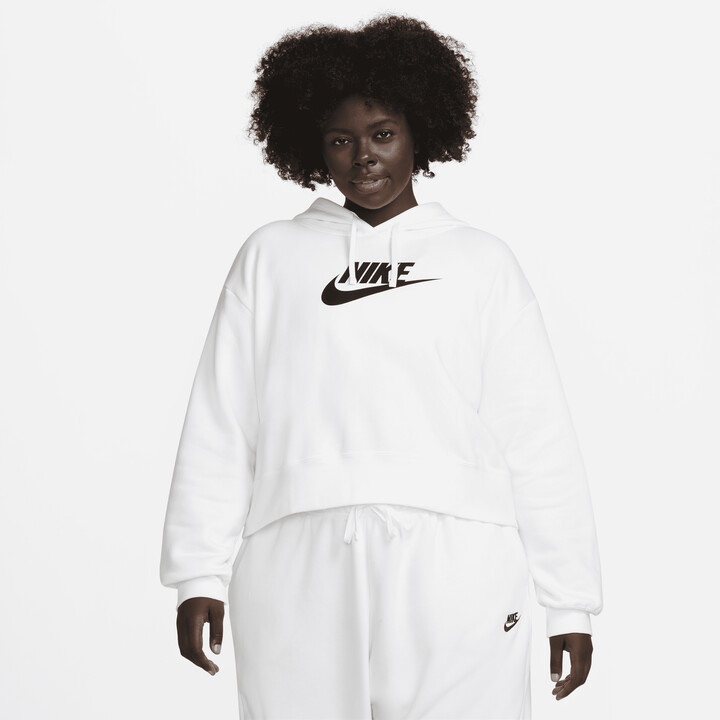 Nike Women's Sportswear Club Fleece Oversized Crop Graphic Hoodie (Plus