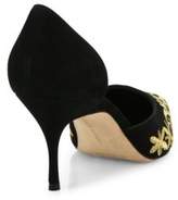 Thumbnail for your product : Manolo Blahnik Volta Embroidered Suede d'Orsay Pumps