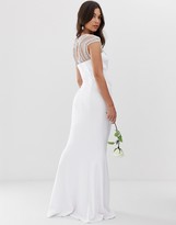 Thumbnail for your product : City Goddess bridal capped sleeve fishtail maxi dress with embellished detail