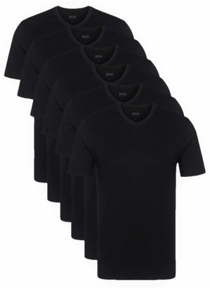 HUGO BOSS Men's T-Shirt Business Shirts V-Neck 50325389 Pack of 6 - Black (Black 1) XXL