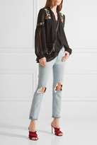 Thumbnail for your product : Anna Sui Garden Embroidered Georgette Blouse - Black