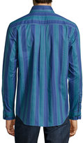 Thumbnail for your product : Nat Nast On The Ropes Paisley Stripe Printed Sport Shirt, Petrol