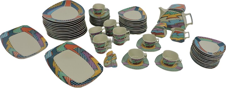Large 67 Piece Set Of Post Modern Dorothy Hafner Rosenthal Flash Dinnerware