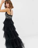 Thumbnail for your product : Needle & Thread embrodiered tiered tulle gown in black