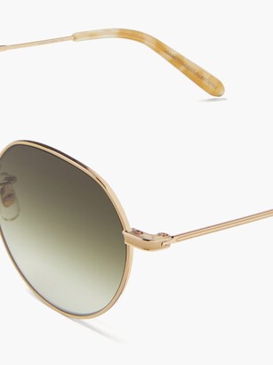 Garrett Leight Robson Round Stainless-steel Sunglasses - Green Gold