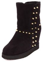 Thumbnail for your product : Soda Sunglasses Studded Faux Fur-Lined Wedge Booties