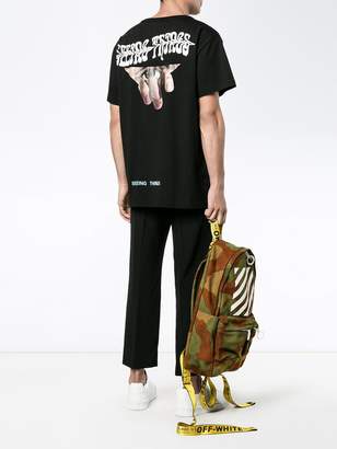 Off-White diagonal stripe print camouflage backpack