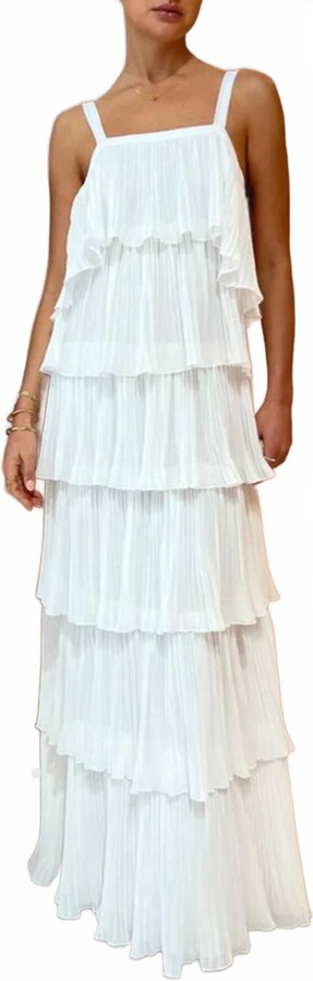 L'IDEE Classique Square Neck Gown In Blanc Crepe