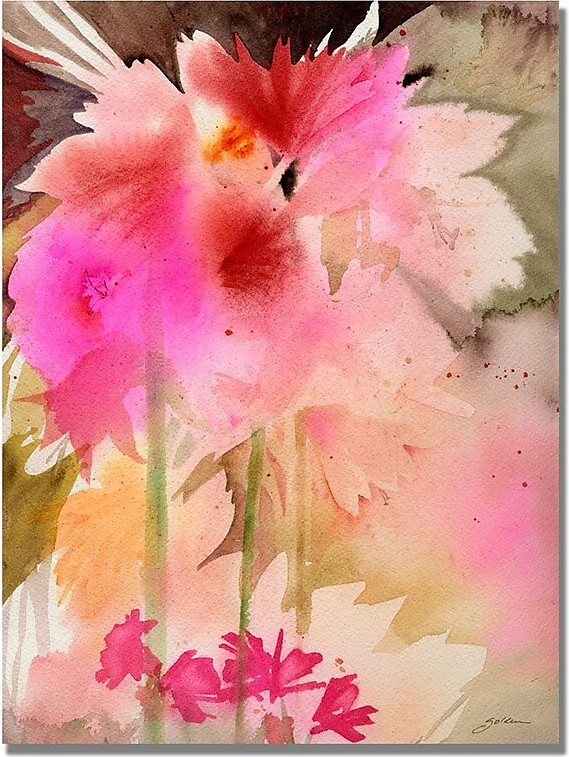 Trademark Fine Art Shelia Golden 'Pink Garden' Canvas Art 24x32 Inches