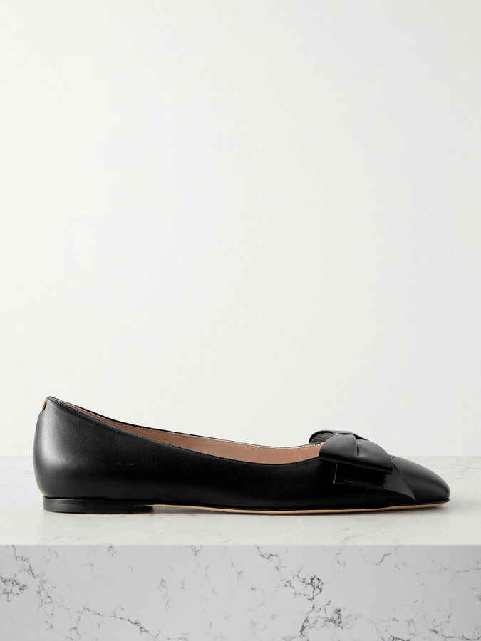 Valentino Garavani Bowow Leather Ballet Flats - Black