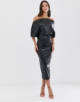 Thumbnail for your product : Asos Tall ASOS DESIGN Tall PU drape shoulder midi pencil dress