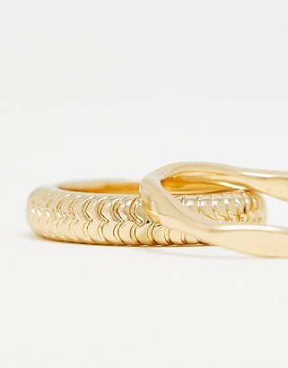 SVNX two pack chunky gold rings with textured details