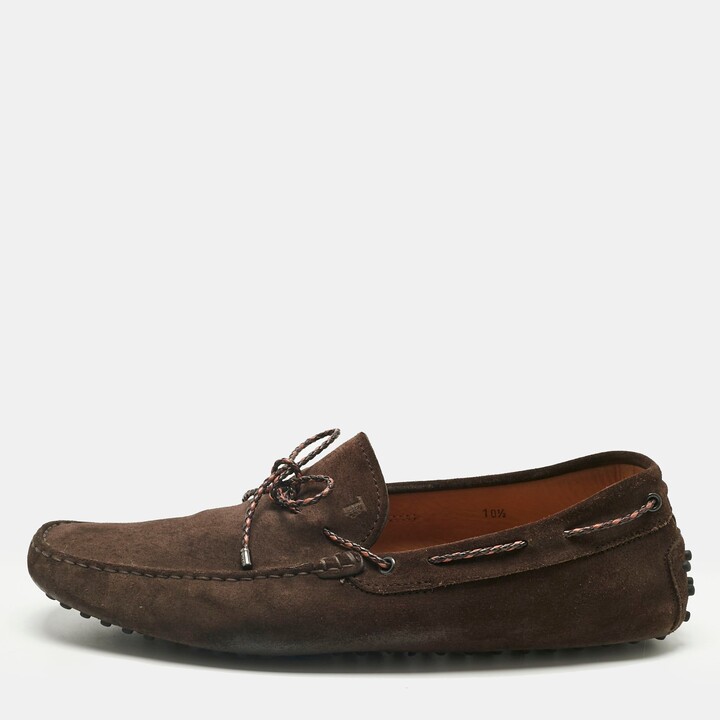 Tod's Brown Suede City Gommino Bow Loafers