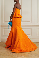 Thumbnail for your product : Oscar de la Renta Strapless Cotton-blend Moire Peplum Gown - Orange