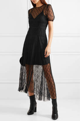 Maje Open-back Embroidered Lace Midi Dress - Black
