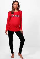 Thumbnail for your product : boohoo Maternity Oh Baby PJ Set