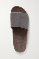 Thumbnail for your product : Brunello Cucinelli Bead-embellished Suede Slides - Gray
