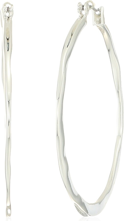 Robert Lee Morris Women's Large Hammered Hoop Silver Earrings