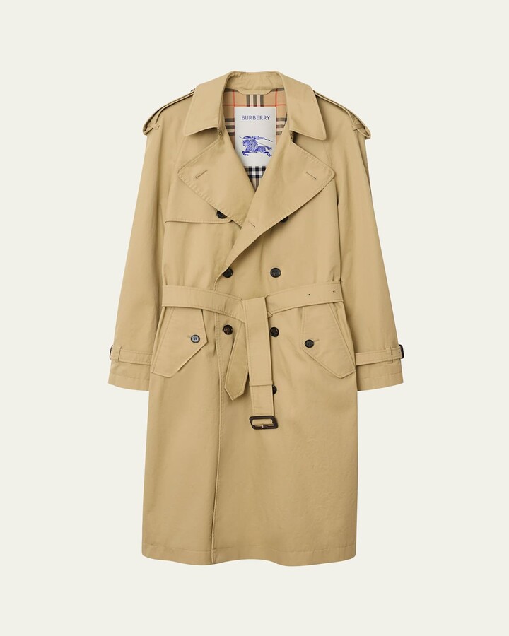 Burberry Men's Mid-Length Gabardine Trench Coat