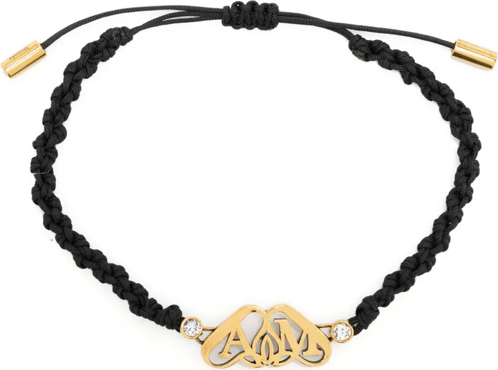 Alexander McQueen Seal-plaque braided-strap bracelet