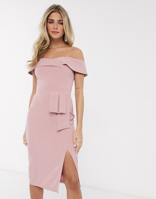 Paper Dolls bandeau wiggle dress with obi detail in blush